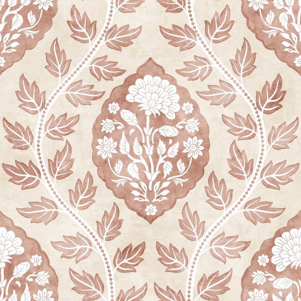 Floral Cartouche Wallpaper 100021EH by Esselle Home in Warm Spice